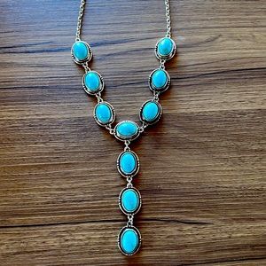 Faux turquoise lariat necklace